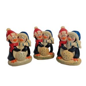 Blow Mold Light Topper 7” Penguins Hard Plastic Light Cover Holiday Decorations